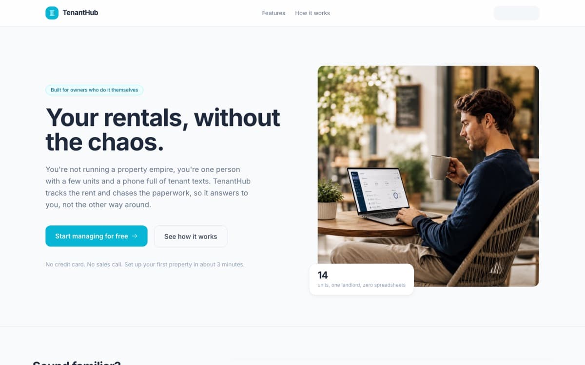 The TenantHub homepage